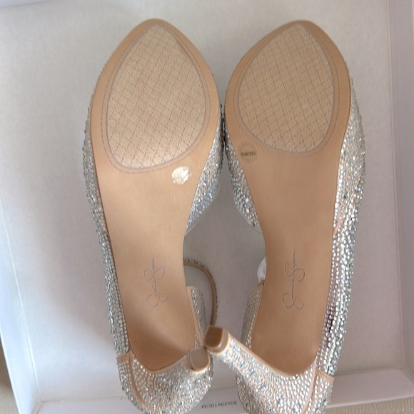 Jessica Simpson Ormanda Embellished Platform Pumps. Beige 4-3/4" heel. Sz 6.5 - Picture 6 of 7